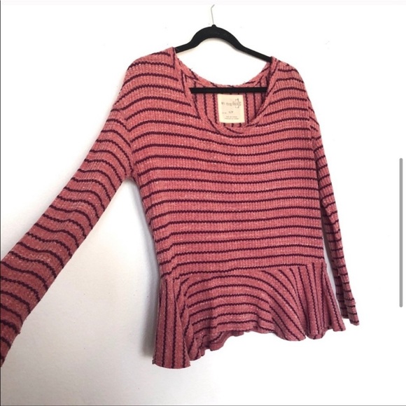 We the free peplum auntie em pink striped thermal long sleeve top - Picture 4 of 12